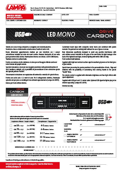 USB Mono Carbon Drive board sign order form