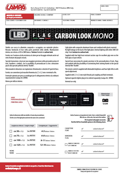 Bestellformular für Led-Schild Carbon Look Flag
