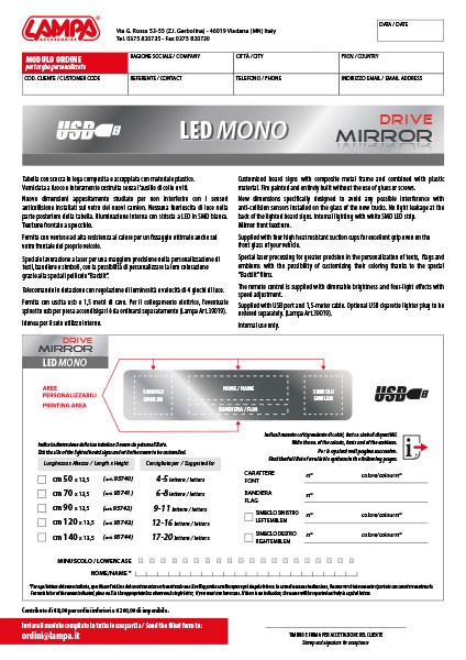 USB Mono Mirror Drive board sign order form