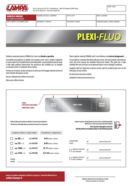 Formulario de pedido placa Plexi Fluo