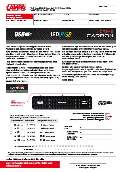Formulario de pedido placa USB RGB Carbon Drive