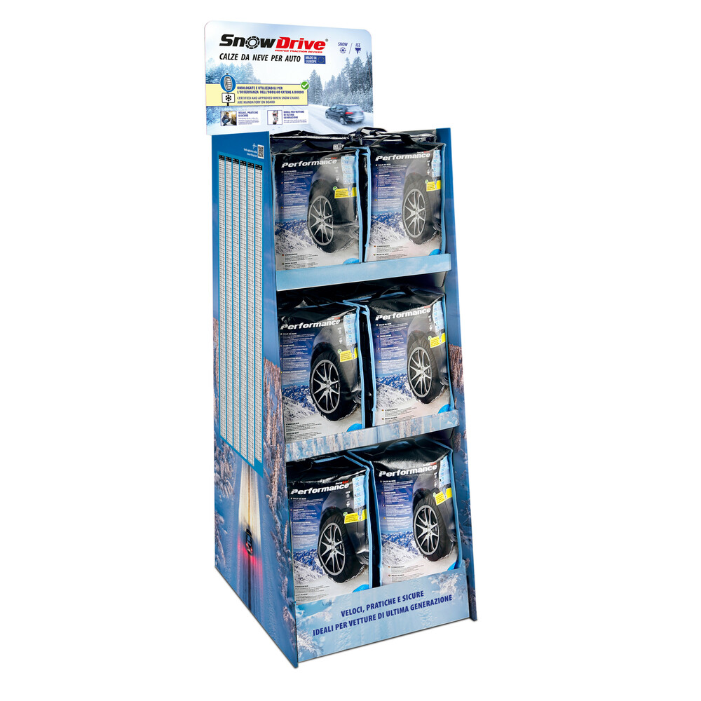 3-tier floor display for snow socks - SnowDrive Performance